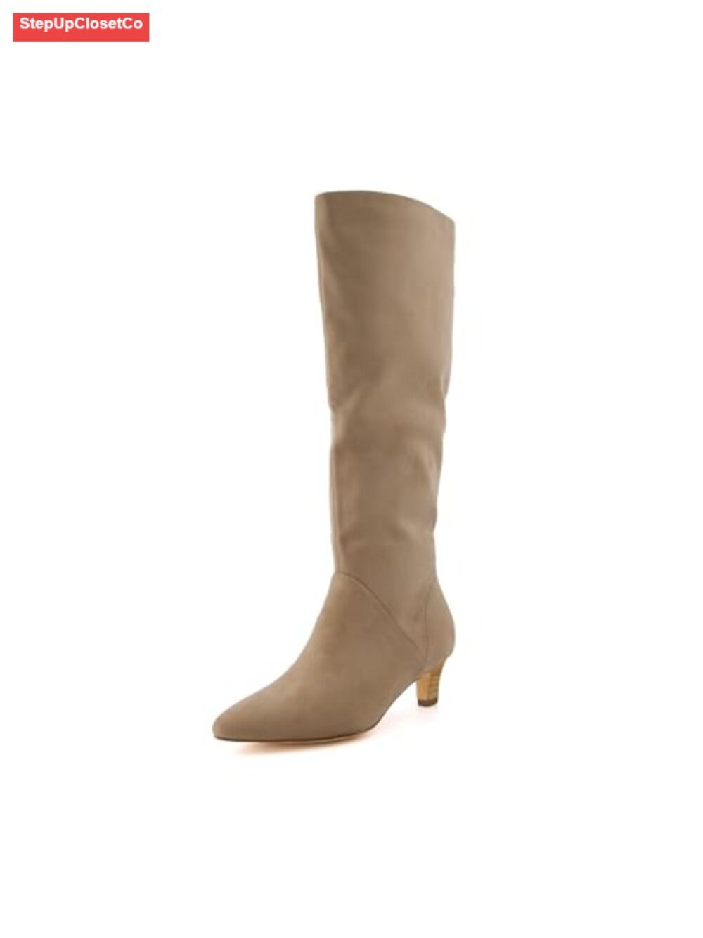 Kitten Heel Knee High Boots Memory Foam Vegan Suede